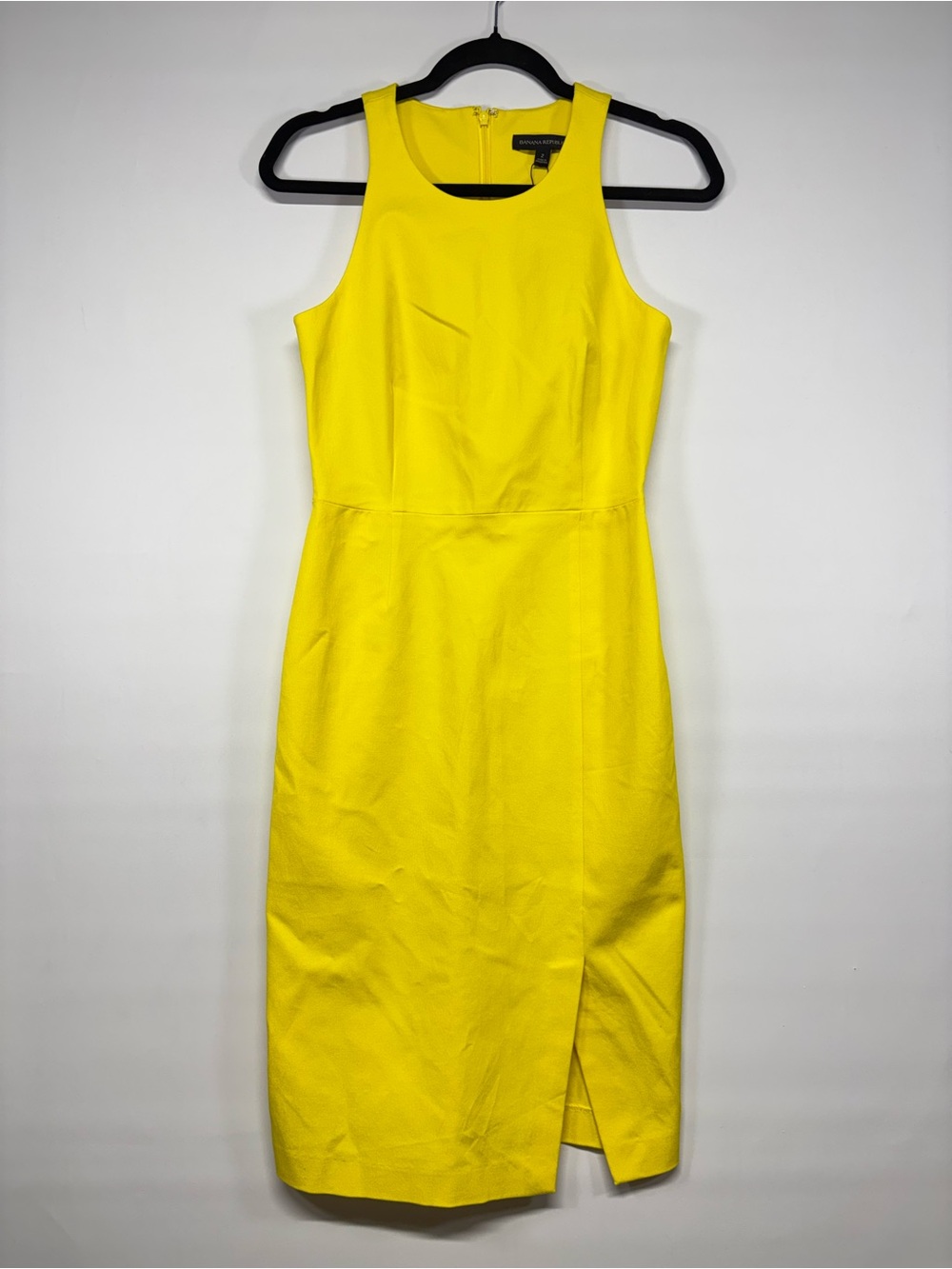 ✨Banana Republic Bright Yellow Midi Sheath Dress Size 2 - Picture 3 of 13
